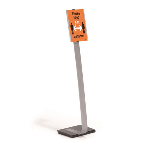 Info Sign Duo Floor Stand, Letter-size Inserts, 15 X 46 1-2, Clear