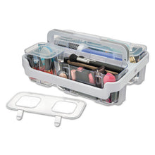 Load image into Gallery viewer, Stackable Caddy Organizer With S, M And L Containers, White Caddy, Clear Containers
