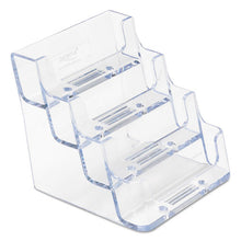Load image into Gallery viewer, 4-pocket Business Card Holder, Holds 200 Cards, 3.94 X 3.5 X 3.75, Plastic, Clear
