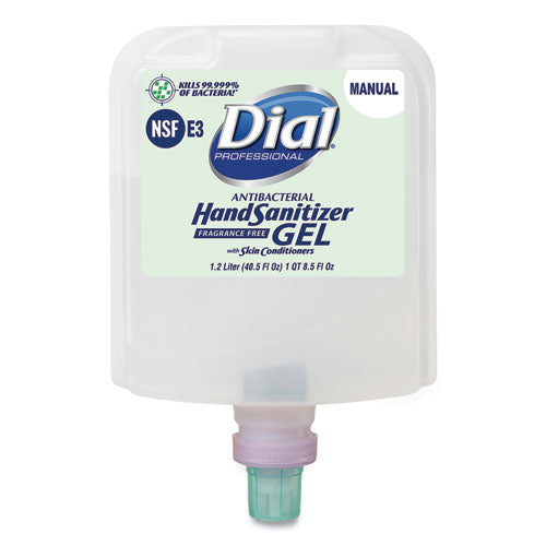 Dial 1700 Manual Refill Antibacterial Gel Hand Sanitizer, Fragrance-free, 1.2 L, 3-carton