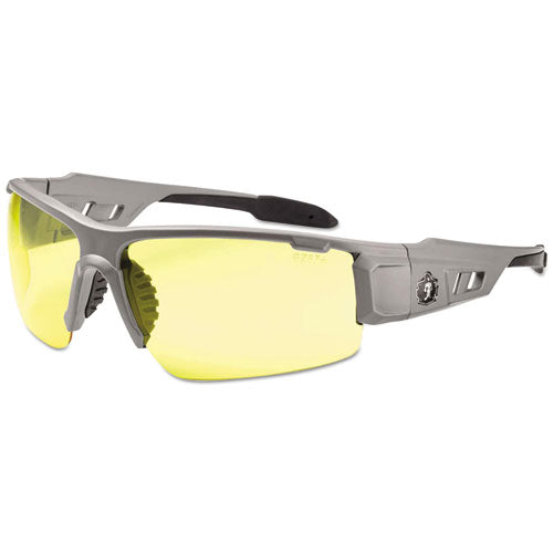 Skullerz Dagr Safety Glasses, Matte Gray Frame-yellow Lens, Nylon-polycarb