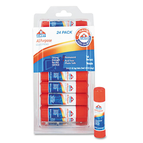 Disappearing Glue Stick, 0.21 Oz, Applies White, Dries Clear, 24-pack