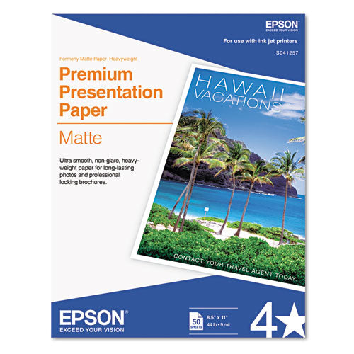 Premium Matte Presentation Paper, 9 Mil, 8.5 X 11, Matte Bright White, 50-pack
