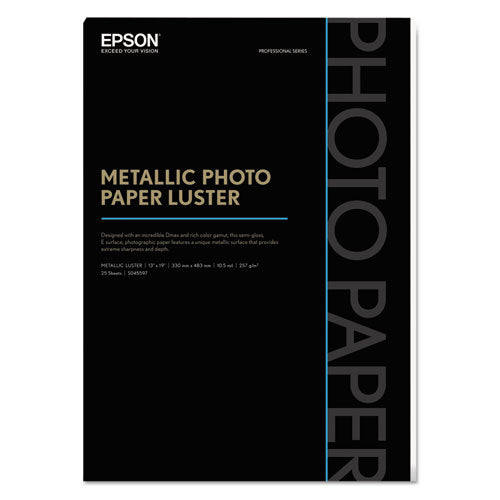 Professional Media Metallic Luster Photo Paper, 5.5 Mil, 13 X 19, White, 25-pack