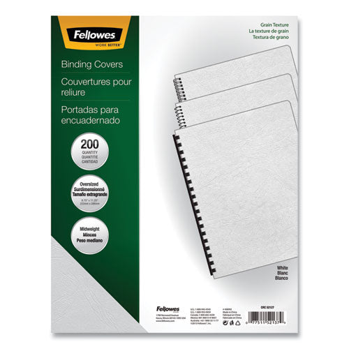 Classic Grain Texture Binding System Covers, 11-1-4 X 8-3-4, White, 200-pack