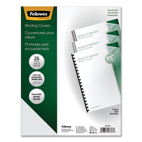 Futura Binding System Covers, Square Corners, 11 X 8 1-2, Frost, 25-pack