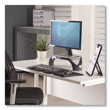 Load image into Gallery viewer, Smart Suites Corner Monitor Riser, For 21&quot; Monitors, 18.5&quot; X 12.5&quot; X 3.88&quot; To 5.13&quot;, Black-clear Frost, Supports 40 Lbs
