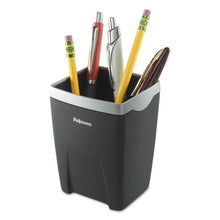 Load image into Gallery viewer, Office Suites Divided Pencil Cup, Plastic, 3 1-16 X 3 1-16 X 4 1-4, Black-silver

