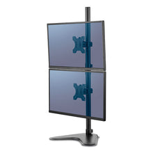 Load image into Gallery viewer, Professional Series Freestanding Dual Stacking Monitor Arm, For 32&quot; Monitors, 15.3&quot; X 35.5&quot; X 11&quot;, Black, Supports 17 Lb
