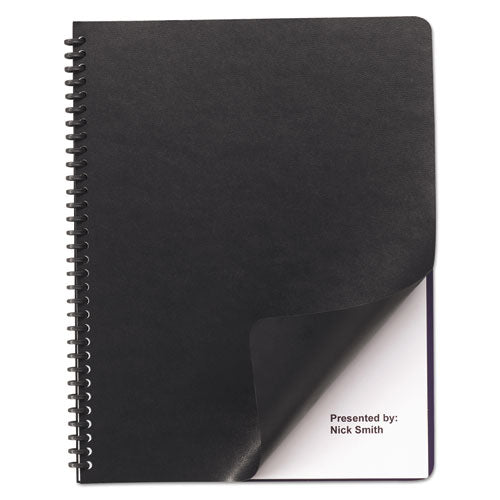 Leather Look Presentation Covers For Binding Systems, 11.25 X 8.75, Black, 100 Sets-box