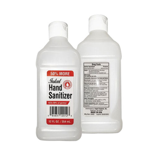 Gel Hand Sanitizer, 12 Oz Bottle, Unscented, 24-carton