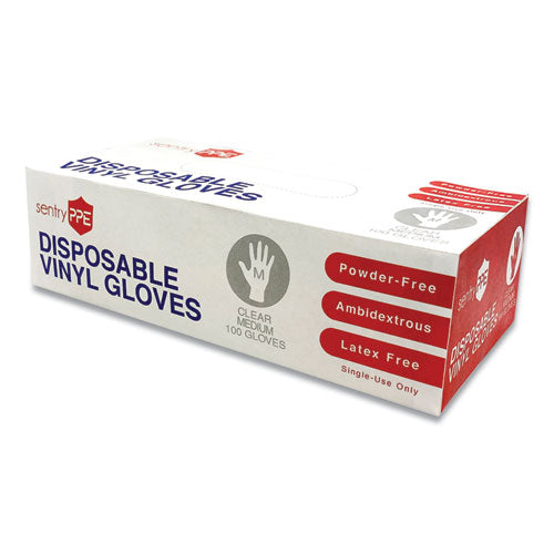 Single Use Vinyl Glove, Clear, Medium, 100-box, 10 Boxes-carton