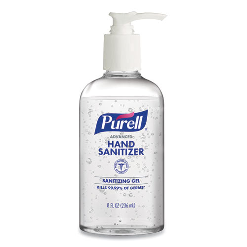 Advanced Gel Hand Sanitizer, Refreshing Scent, 8 Oz Pump Bottle, 12-carton