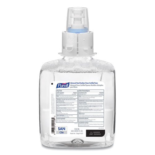 Green Certified Advanced Refreshing Foam Hand Sanitizer, For Cs6, 1,200 Ml, Fragrance-free, 2-carton