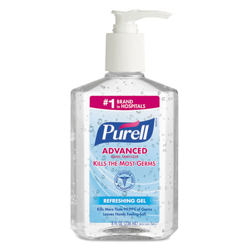Advanced Refreshing Gel Hand Sanitizer, Clean Scent, 8 Oz Pump Bottle