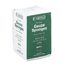 Load image into Gallery viewer, Caring Woven Gauze Sponges, 4 X 4, Non-sterile, 8-ply, 200-pack
