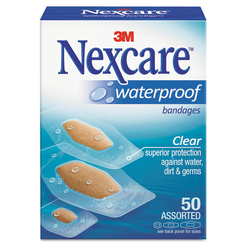 Waterproof, Clear Bandages, Assorted Sizes, 50-box
