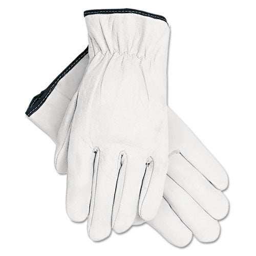 Grain Goatskin Driver Gloves, White, Large, 12 Pairs