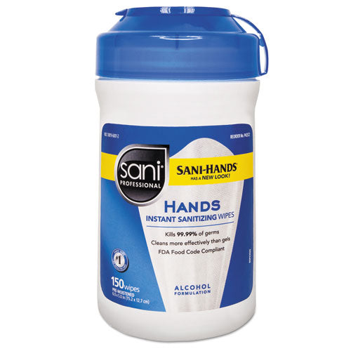 Hands Instant Sanitizing Wipes, 6 X 5, White, 150-canister, 12-ct