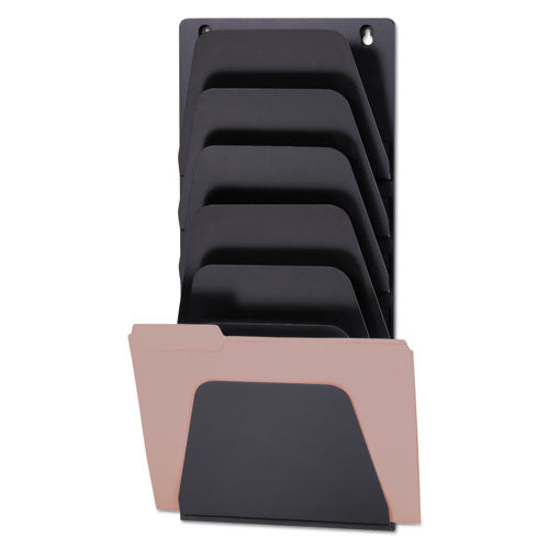 Wall File Holder, 7 Sections, Legal-letter, Black