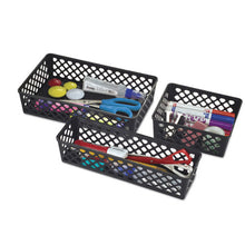Load image into Gallery viewer, Recycled Supply Basket, 10.125&quot; X 3.0625&quot; X 2.375&quot;, Black, 3-pack
