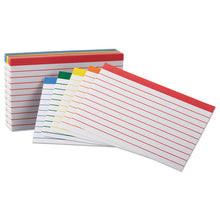 Load image into Gallery viewer, Color Coded Ruled Index Cards, 3 X 5, Assorted Colors, 100-pack
