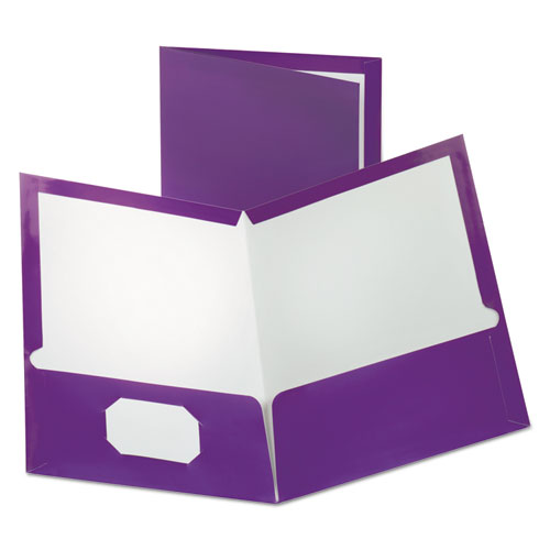 Two-pocket Laminated Folder, 100-sheet Capacity, Metallic Purple, 25-box