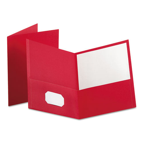 Twin-pocket Folder, Embossed Leather Grain Paper, Red, 25-box