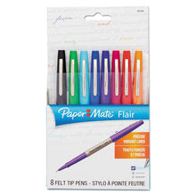 Load image into Gallery viewer, Flair Felt Tip Porous Point Pen, Stick, Extra-fine 0.4 Mm, Assorted Ink And Barrel Colors, 8-pack
