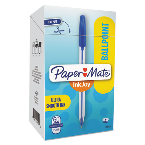 Inkjoy 50st Ballpoint Pen, Stick, Medium 1 Mm, Blue Ink, White-blue Barrel, 60-pack