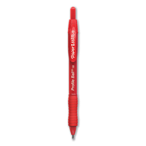 Profile Ballpoint Pen, Retractable, Bold 1 Mm, Red Ink, Translucent Red Barrel, Dozen