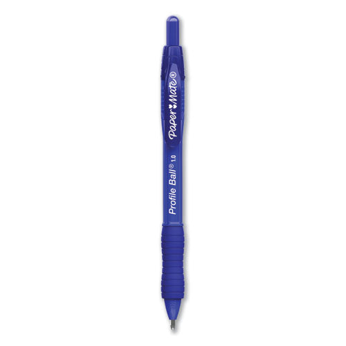 Profile Ballpoint Pen, Retractable, Bold 1 Mm, Blue Ink, Translucent Blue Barrel, Dozen