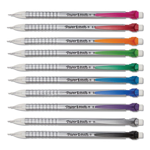 Write Bros Mechanical Pencil, 0.5 Mm, Hb (#2), Black Lead, Silver Barrel With Assorted Clip Colors, 24-pack