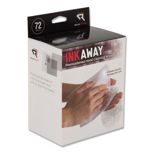 Ink Away Hand Cleaning Pads, Cloth, White, 72-pack