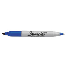 Load image into Gallery viewer, Twin-tip Permanent Marker, Extra-fine-fine Bullet Tips, Blue, Dozen
