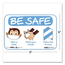 Load image into Gallery viewer, Besafe Messaging Education Wall Signs, 9 X 6,  &quot;be Safe, Wear A Mask, Wash Your Hands, Follow The Arrows&quot;, Monkey, 3-pack
