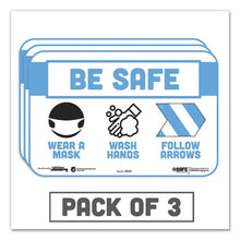 Load image into Gallery viewer, Besafe Messaging Education Wall Signs, 9 X 6,  &quot;be Safe, Wear A Mask, Wash Your Hands, Follow The Arrows&quot;, 3-pack
